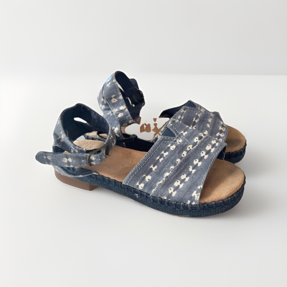 TOMS Sz 1.5 Girls Diana Platform Kids Sandals Blue